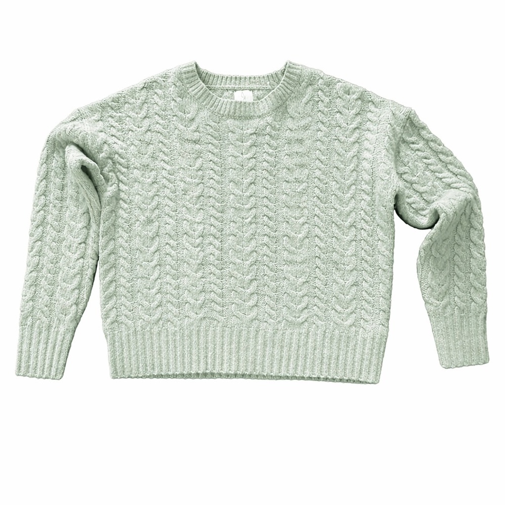 Joie Mint Green Cable Knit Sweater XS Crewneck Soft Knit